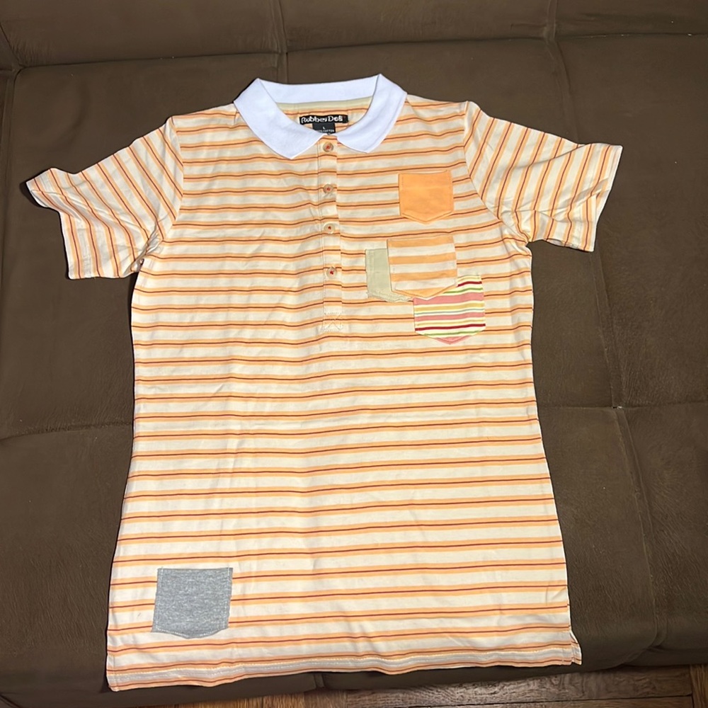 Rubber Doll woman t-shirt with collar, size large , new